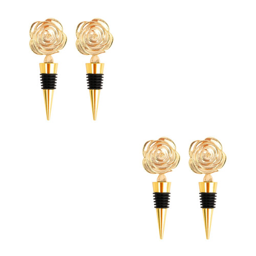 2Pcs Reusable Golden Alloy Plugs Rose Shape Set 2