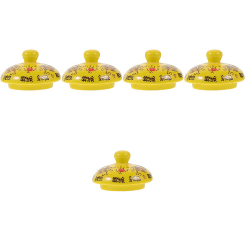 5Pcs Yellow Ceramic Teapot Lid Replacement Heat-Resistant Cover 2