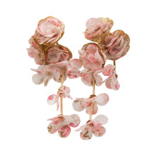 Trendy Vacation Earrings With 3D Chiffon Flower-pink flower