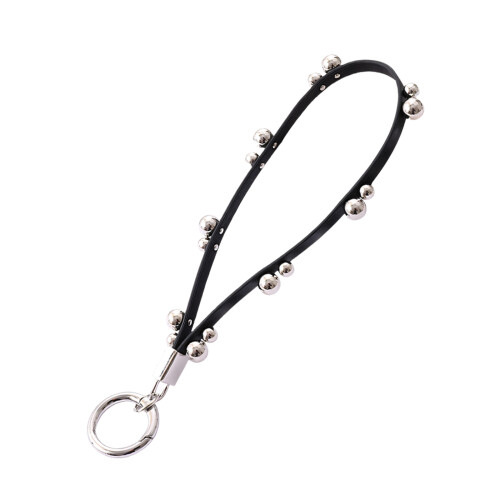 Punk Style Leather Keychain Strap With Studs For Phone Bag-C