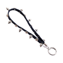 Cool Metal Stud Leather Rope Key Holder Phone Strap For Men-B