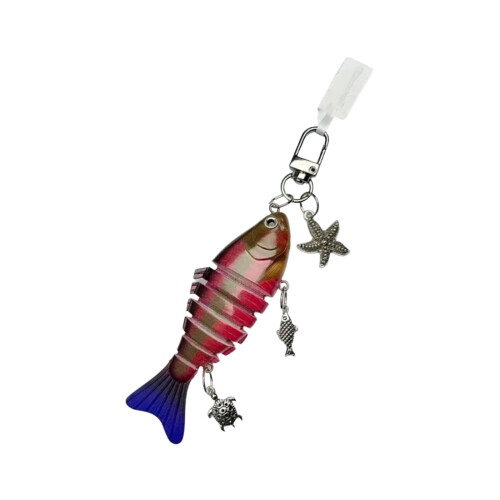 Lure Inspired Keychain Flexible Multi Joint Fish Keyring-Red