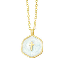 Stylish Alloy Enamel Drip Crucifix Necklace With Extender-Blue