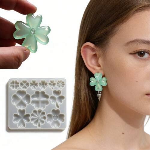 Handmade Four Leaf Clovers Pendant Silicone Mold Small 1