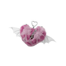Plush Plush Heart Shaped Keychain In Y2K Style With-Rose Red