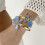 Open Adjustable Flower Theme Bracelet Modern Flower-Pink 3