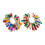 2pcs Fashionable Flower Studs Earrings Multicolor-Multicolour 1