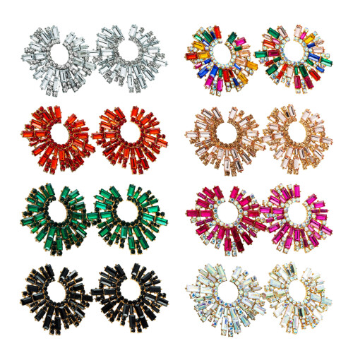 2pcs Fashionable Flower Studs Earrings Multicolor-Multicolour 1