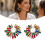 2pcs Fashionable Flower Studs Earrings Multicolor-Multicolour 3