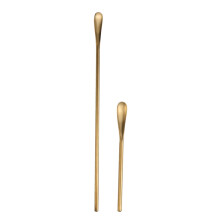 2-delige roestvrijstalen cocktailslepelset, goudkleurig, kort &