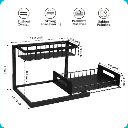 Under Sink Organizer 2-Tier Slide-Out Shelf 1