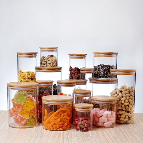 Borosilicate Glass Storage Jar with Bamboo Lid 1