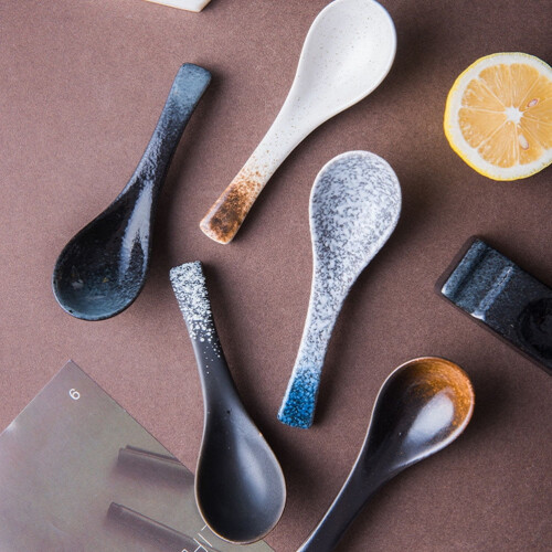 Japanese-Style Ceramic Soup Spoon Set 5pcs 1