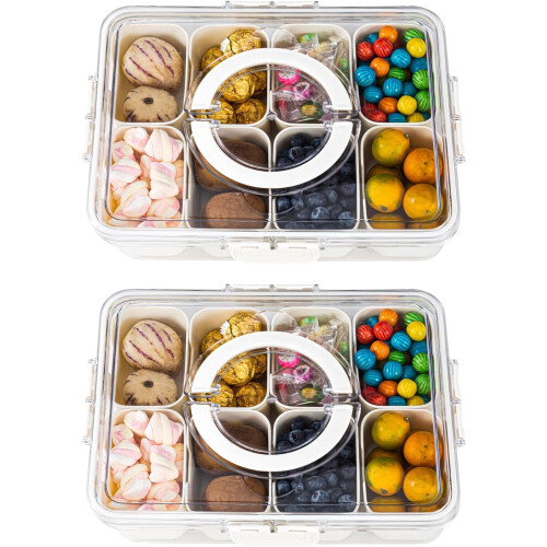 Delad serveringsbricka med lock och handtag - Snackle Box Charkuteribehållare (2-pack) 1