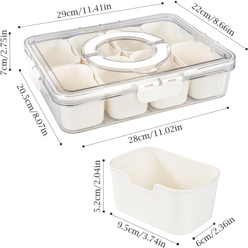 Delad serveringsbricka med lock och handtag - Snackle Box Charkuteribehållare (2-pack) 2