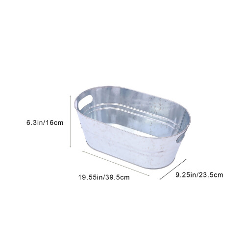 Oval galvaniseret isspand – 4-gallon metalkøler til 2