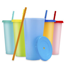 Color Changing Cups 24oz Reusable Cold Drink Tumblers with