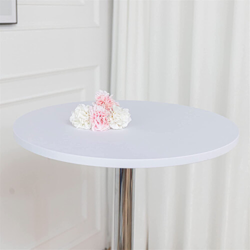 White fitted round tablecloth spandex 24 inch 5-pack
