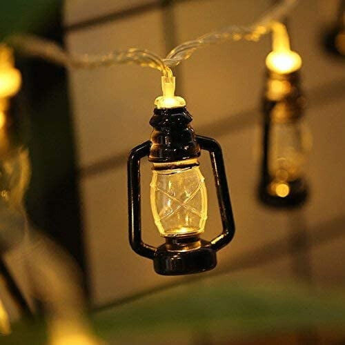 Mini lantern string lights black 10 ft 20 LED