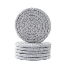 Cotton Woven Drink Coasters Set – 6 pcs, 7.1 inch Round