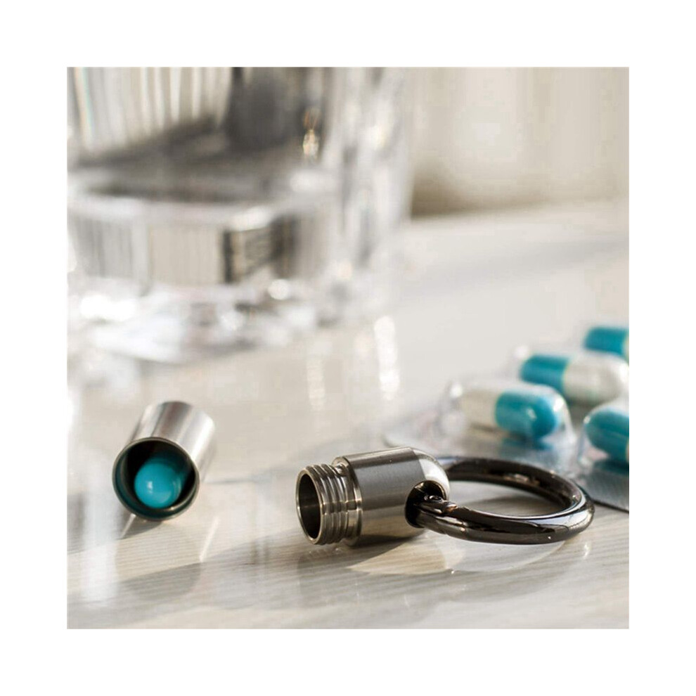 4PCS Waterproof Stainless Steel Pill Box Pill Bottle Cache Pill Box Container Keychain Pill Box Health Care