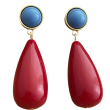 Teardrop Design Unieke Dangle Oorbellen- blauw plus1s rood