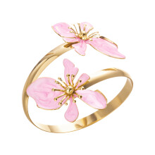 Stijlvolle metalen verstelbare bloemenarmband,-Roze