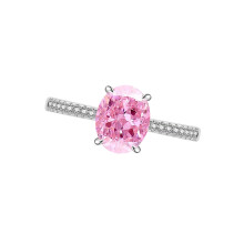 Trendy open band ovale zirkoonringen met randen voor-Roze