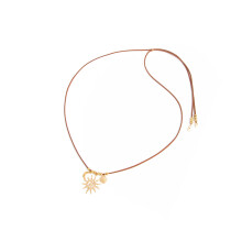 Stylish Hollow Sun Pendant Necklace Adjustable Length-brown