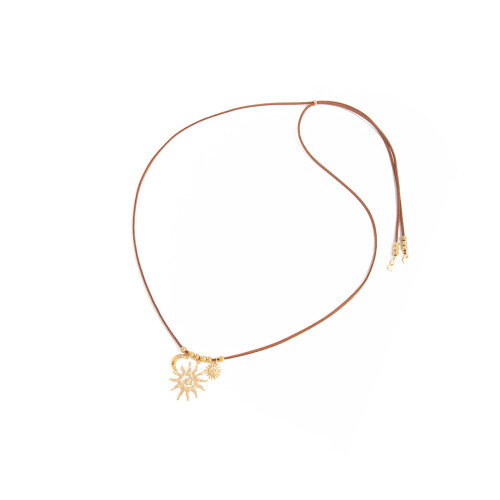 Collier pendentif Unique découpé au soleil, chaîne coréenne-Brun