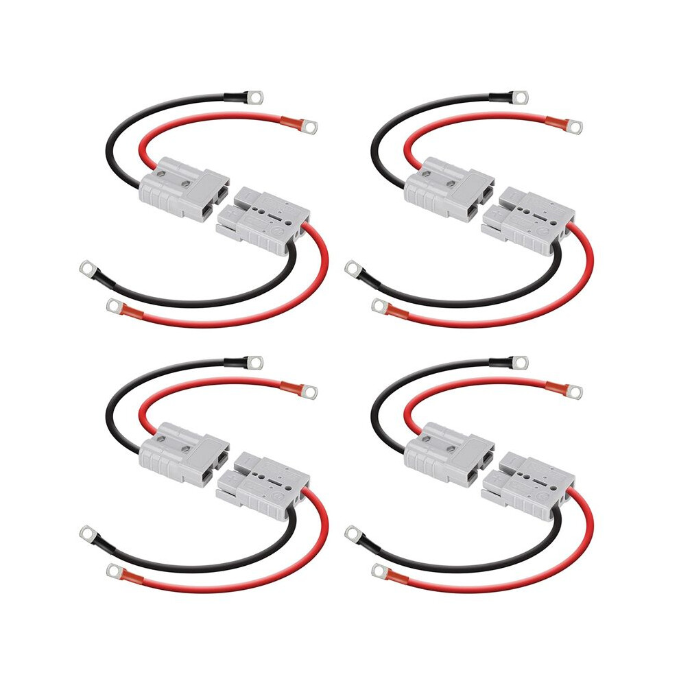 8X For Anderson Connector 50A Kit For Anderson Plug 8 Guage 30Cm Battery Cables Waterproof Quick Connectors For Lifepo4 6031068208644