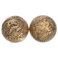 2Pcs Golden Brass Hand Exercise Balls for Massage and Finger Dexterity