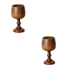 2Pièces Coupes À Vin En Bois Marron Pour Bar Pique-