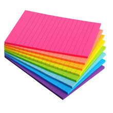 Többcélú, fluoreszkáló színek, hordozható jegyzettömbök 100x150 mm vonalas öntapadós jegyzetekkel, egyszerű emlékeztetők, erős