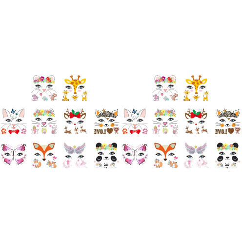 20Pièces Stickers Visage Animaux Enfants DIY 1