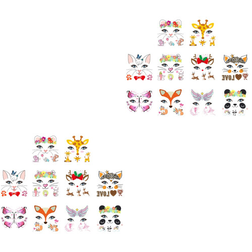 20Pièces Stickers Visage Animaux Enfants DIY 2