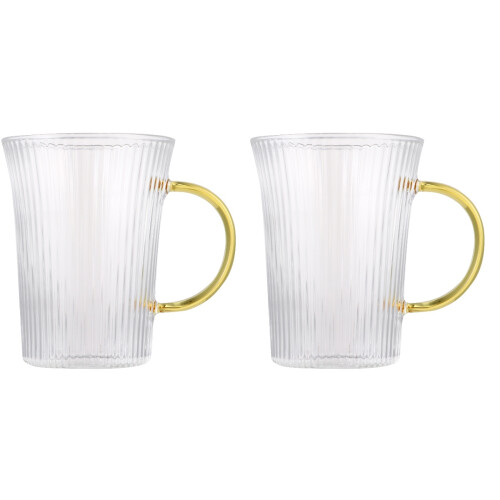 2Pièces Mugs De Transparente Anse, Verre Épais Résistant 1