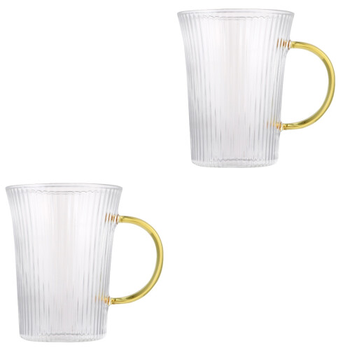 2Pièces Mugs De Transparente Anse, Verre Épais Résistant 2
