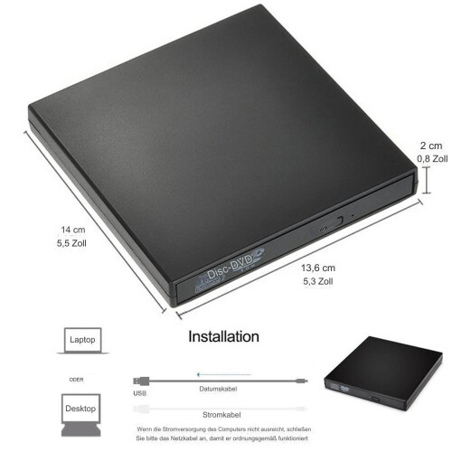 Unidade externa de CD/DVD, resistente a choques, silenciosa, multifuncional e prática, plug & play, sem necessidade de drivers, ampla 2