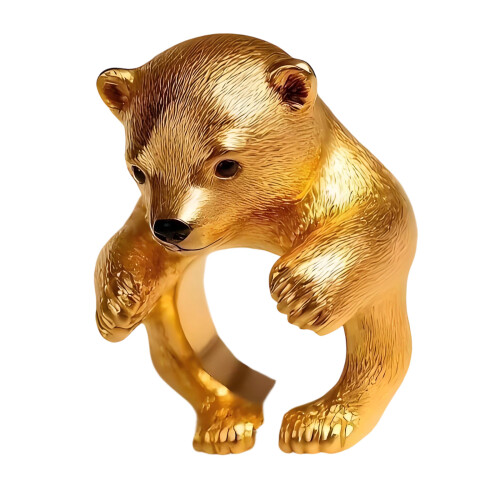 Stylish Miniature Bear Shaped Adjustable Ring Trendy Finger