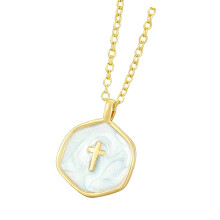 Unique Artisanal Enamel Coated Crosses Pendant Necklace-Blue
