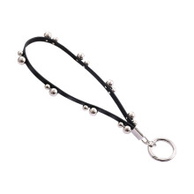 Trendy Gothic Leather Strap Keyring Decoration With Metal-C