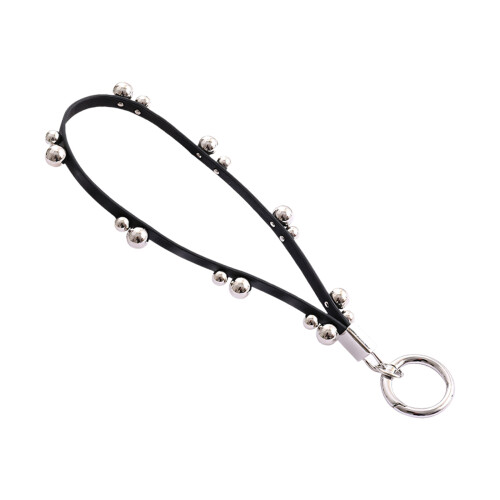 Trendy Gothic Leather Strap Keyring Decoration With Metal-C
