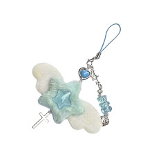 Lovely Floral Star Shaped Strawberry Keychain Pendant For-Blue