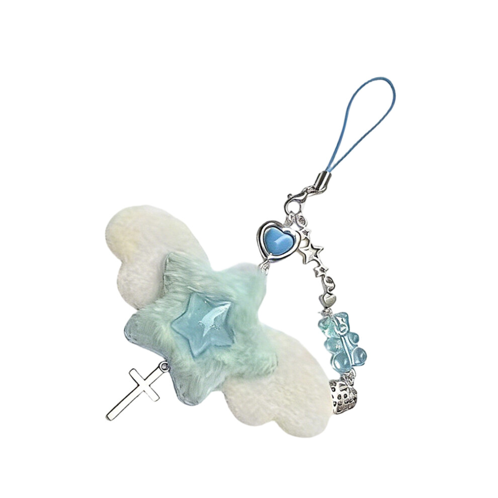 Lovely Floral Star Shaped Strawberry Keychain Pendant For- Blue 7709000660797