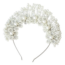 Sparkling Crystal Beaded Hair Circlet with Interwoven-White