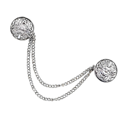 Geometric Pattern Chain Brooch Pin For-Ancient Silver Section 2