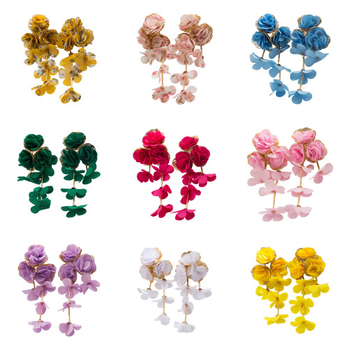 Romance Vacation Styles Floral Drop Earrings With Layer-White 1