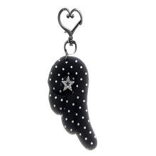 Sweet Angel Wing Heart Keychain Dot Design For Gifting-Black