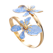 Fashionable Adjustable Flower Bangle Bracelet Elegant-Blue